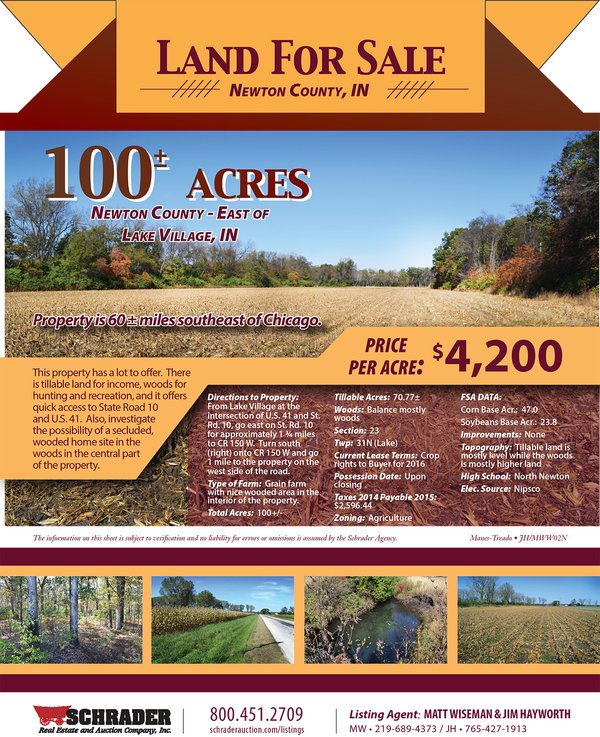 Listing brochure cover - Grain Farm with Nice Wooded Area